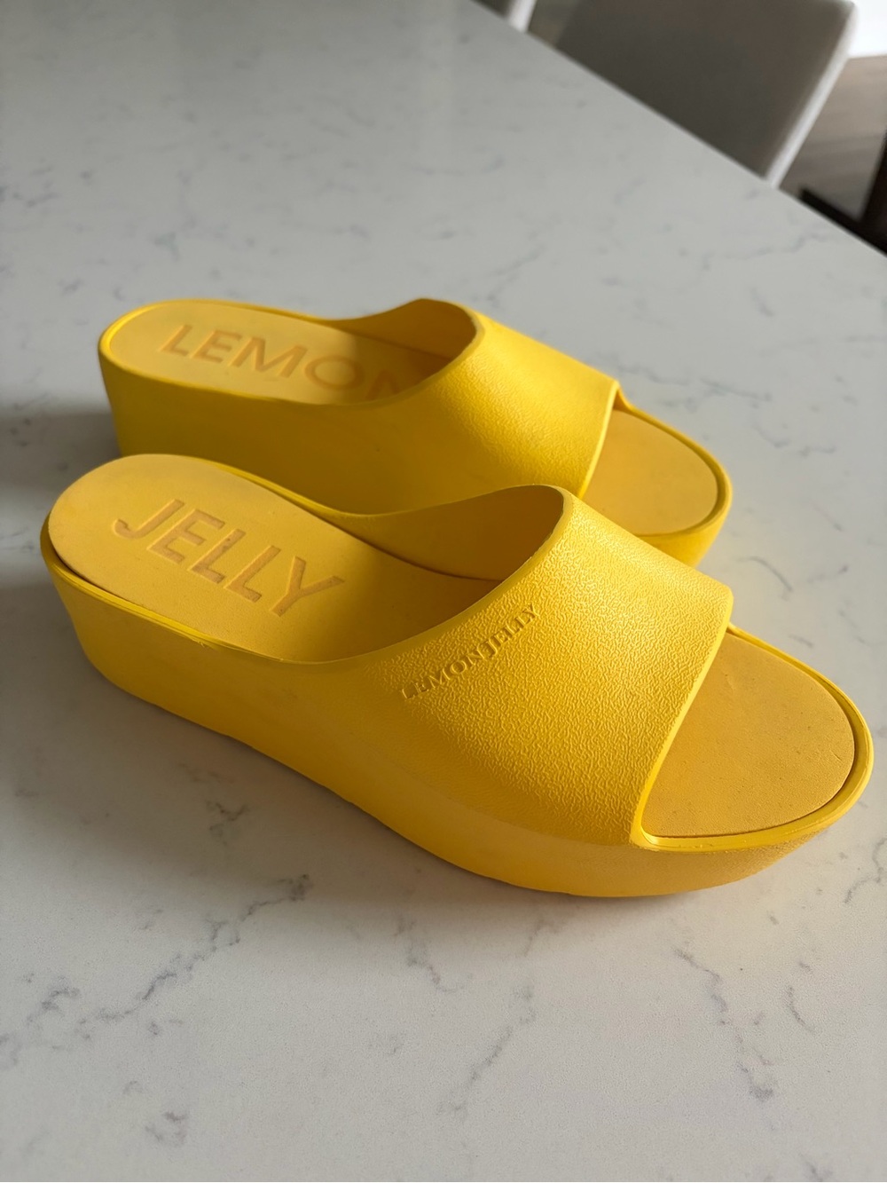 Lemon Jelly Women's Yellow Platform Slide Mules